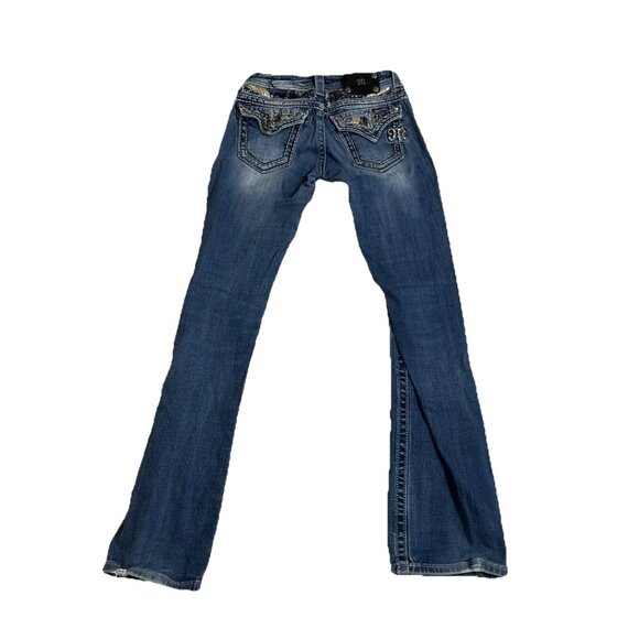 MISS ME Jeans Womans 26 Blue Low Rise Boot Cut Rhinestone Western Y2K - Picture 2 of 13